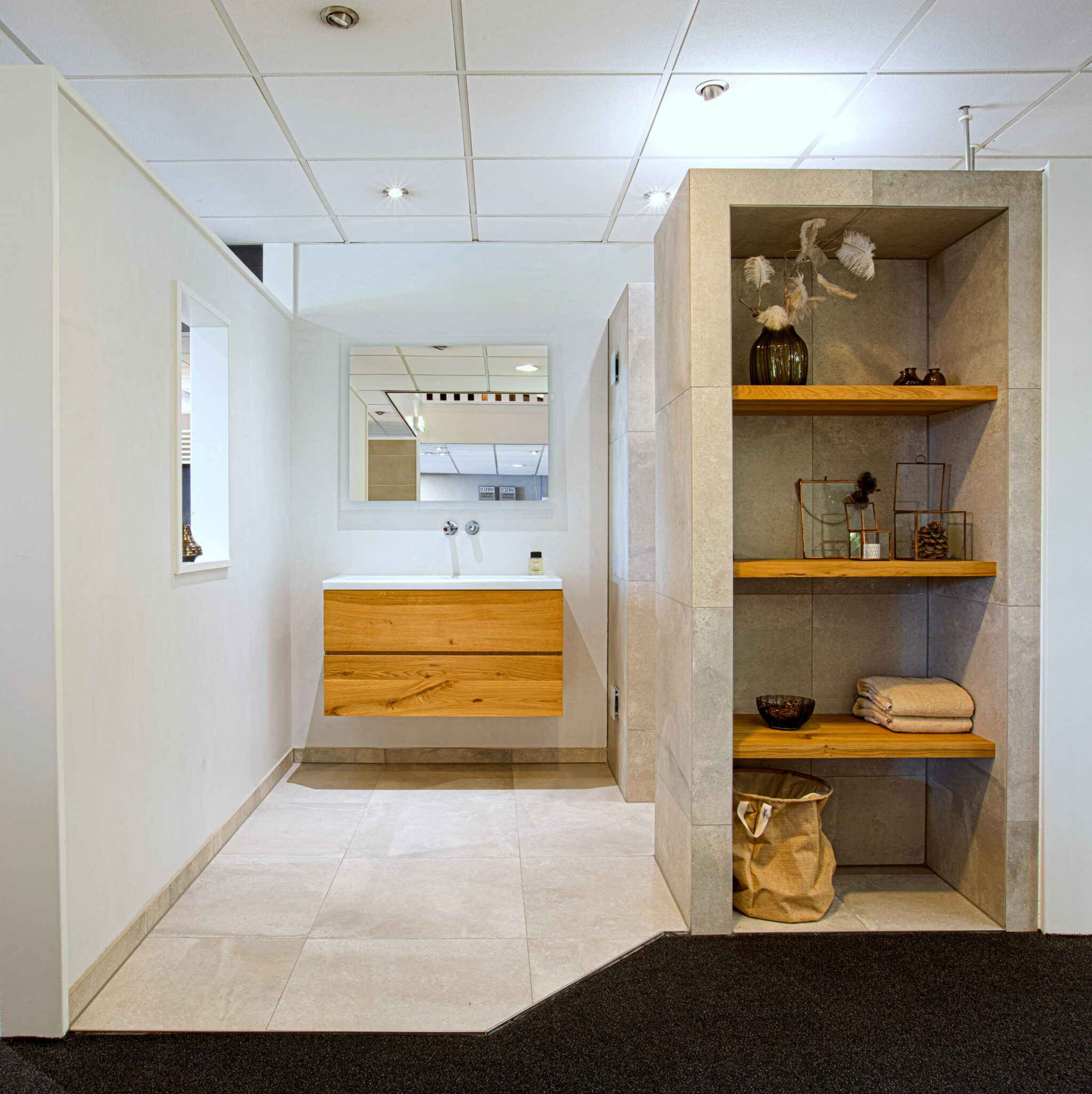 scandinavische badkamer hout